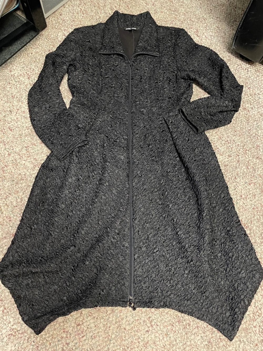 Samuel dong crinkle Black Textured Zip-Front jacket